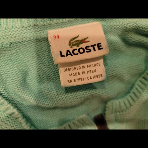 Lacoste - mint sweater with zipper (size S) - Picture 3 of 4
